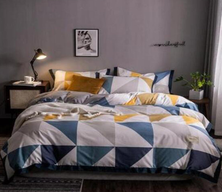 3D Green Yellow Triangle 14028 Bed Pillowcases Quilt