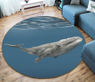 3D Whale 75070 Round Non Slip Rug Mat