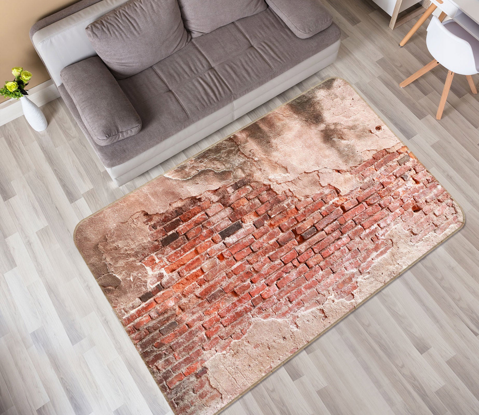 3D Red Brick Wall 31041 Non Slip Rug Mat