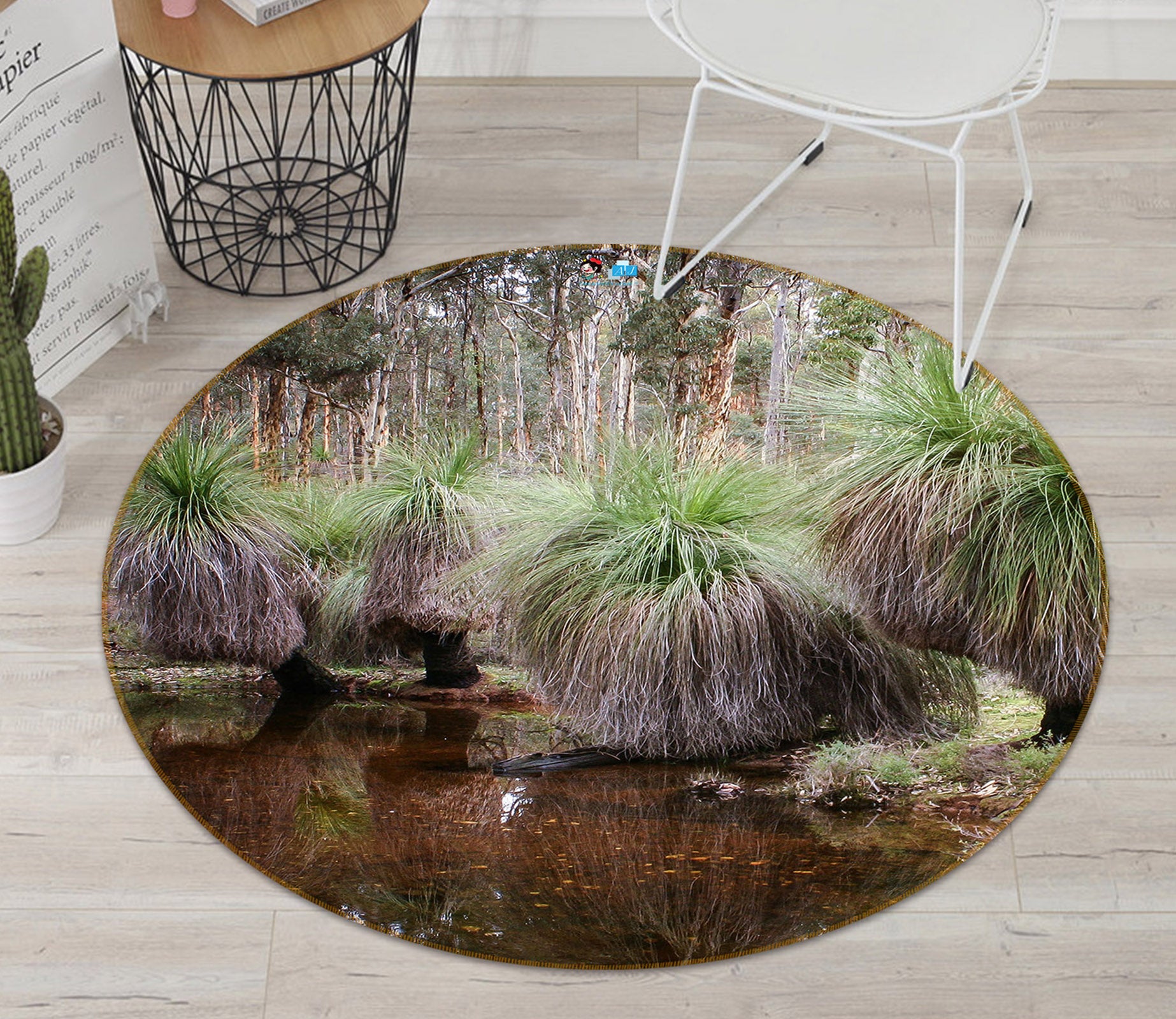 3D Jungle Lake 74172 Round Non Slip Rug Mat