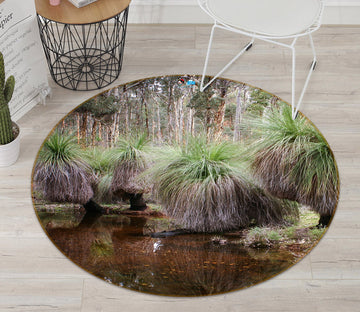 3D Jungle Lake 74172 Round Non Slip Rug Mat