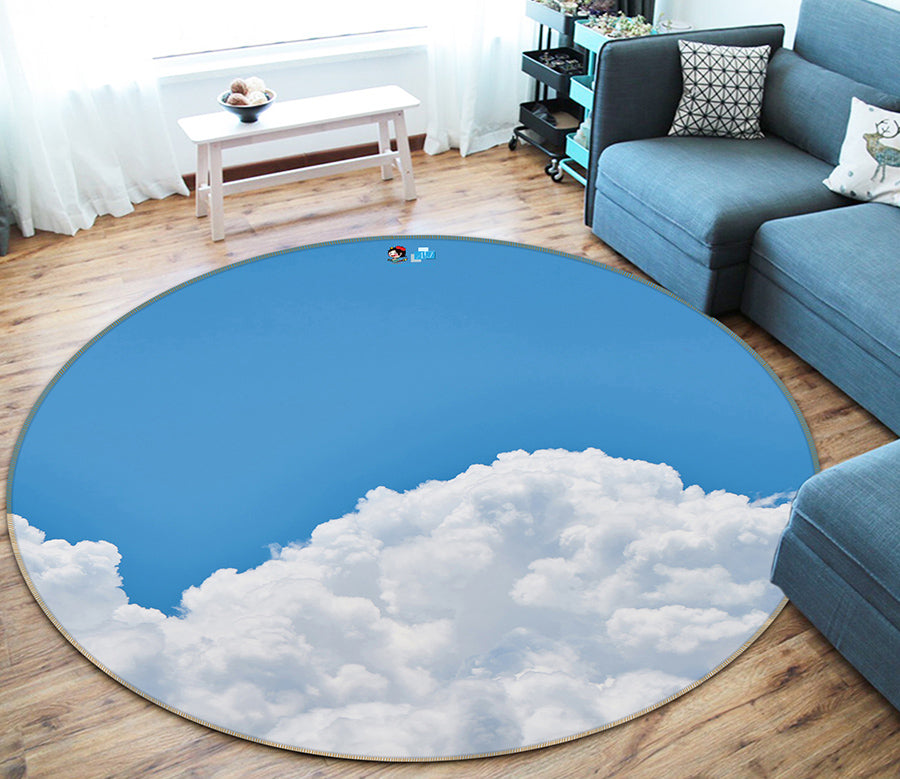 3D White Clouds 64094 Round Non Slip Rug Mat