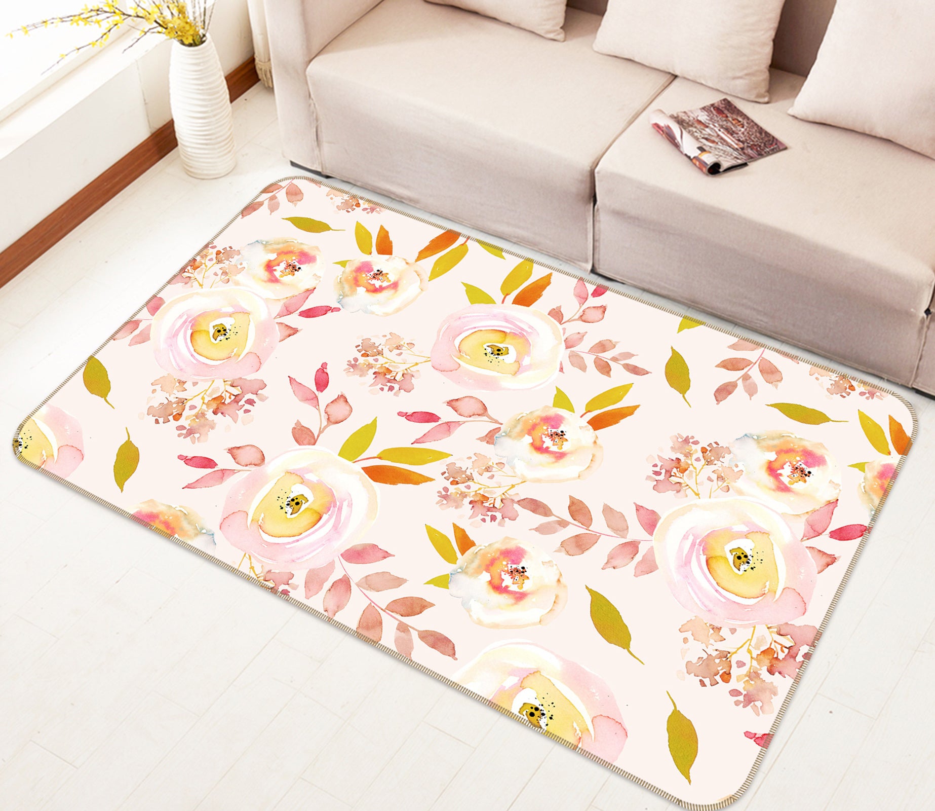 3D Graffiti Flowers 079 Uta Naumann Rug Non Slip Rug Mat