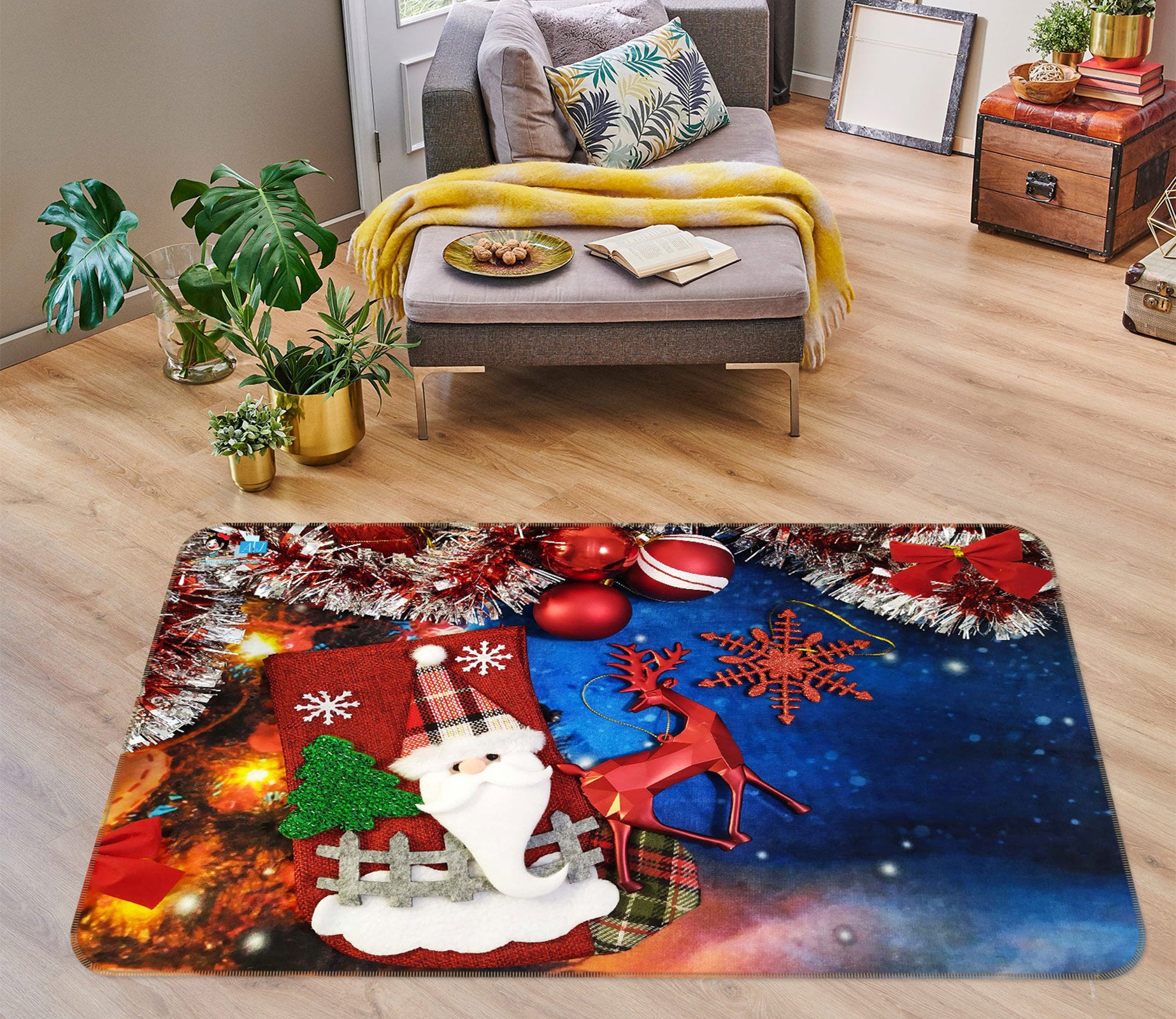 3D Santa Claus 55025 Christmas Non Slip Rug Mat Xmas