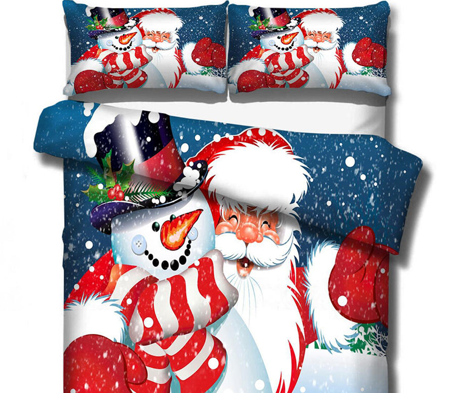 3D Snowman Santa 46053 Christmas Quilt Duvet Cover Xmas Bed Pillowcases