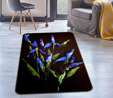 3D Blue Purple Flower 3847 Skromova Marina Rug Non Slip Rug Mat