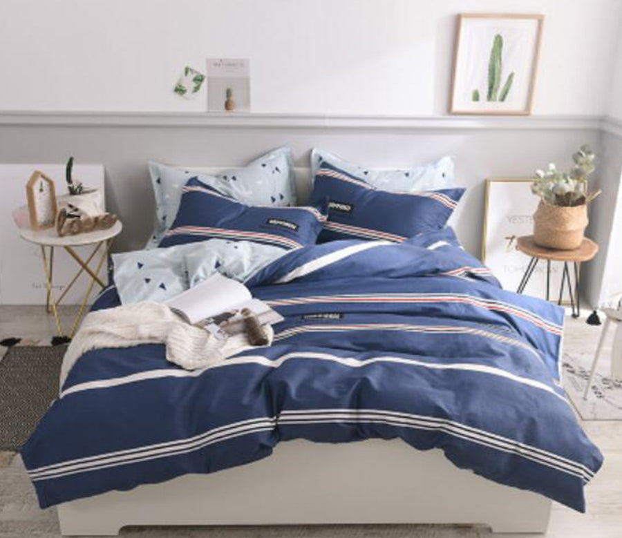 3D Dark Blue Stripes 30278 Bed Pillowcases Quilt