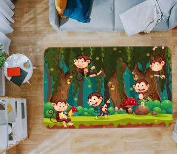 3D Monkey Tree 30074 Non Slip Rug Mat