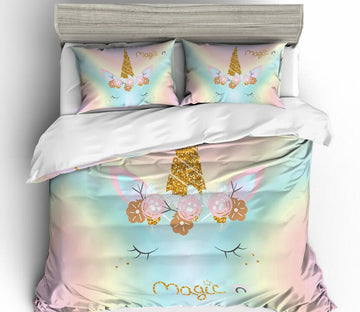 3D Horns Of Multicolored Unicorns 1016 Bed Pillowcases Quilt