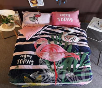 3D Flamingo 18009 Bed Pillowcases Quilt
