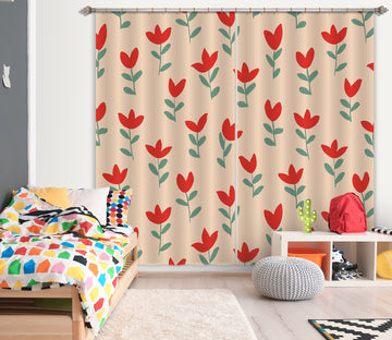 3D Red Flowers 111101 Kashmira Jayaprakash Curtain Curtains Drapes