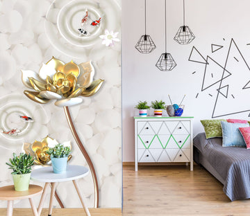 3D Golden Lotus 1858 Wall Murals Wallpaper AJ Wallpaper 2 