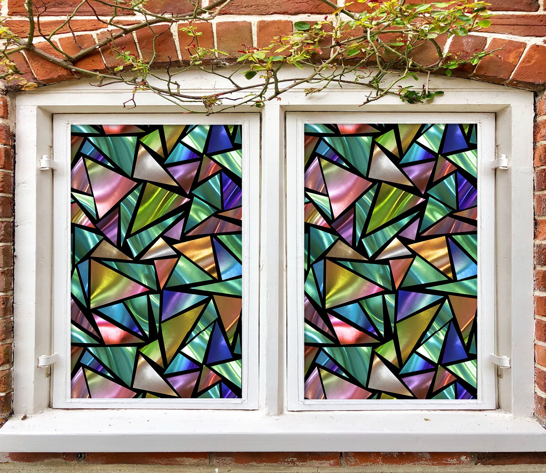3D Gradient Triangle 458 Window Film Print Sticker Cling Stained Glass UV Block