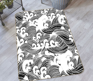 3D Black Waves 29220 Non Slip Rug Mat