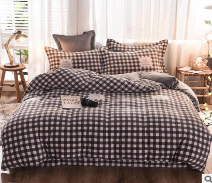 3D Black Grid 20072 Bed Pillowcases Quilt