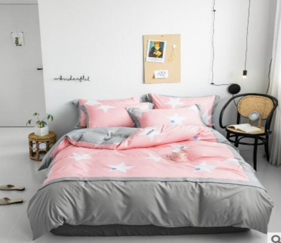 3D Pink Five-Pointed Star 40149 Bed Pillowcases Quilt