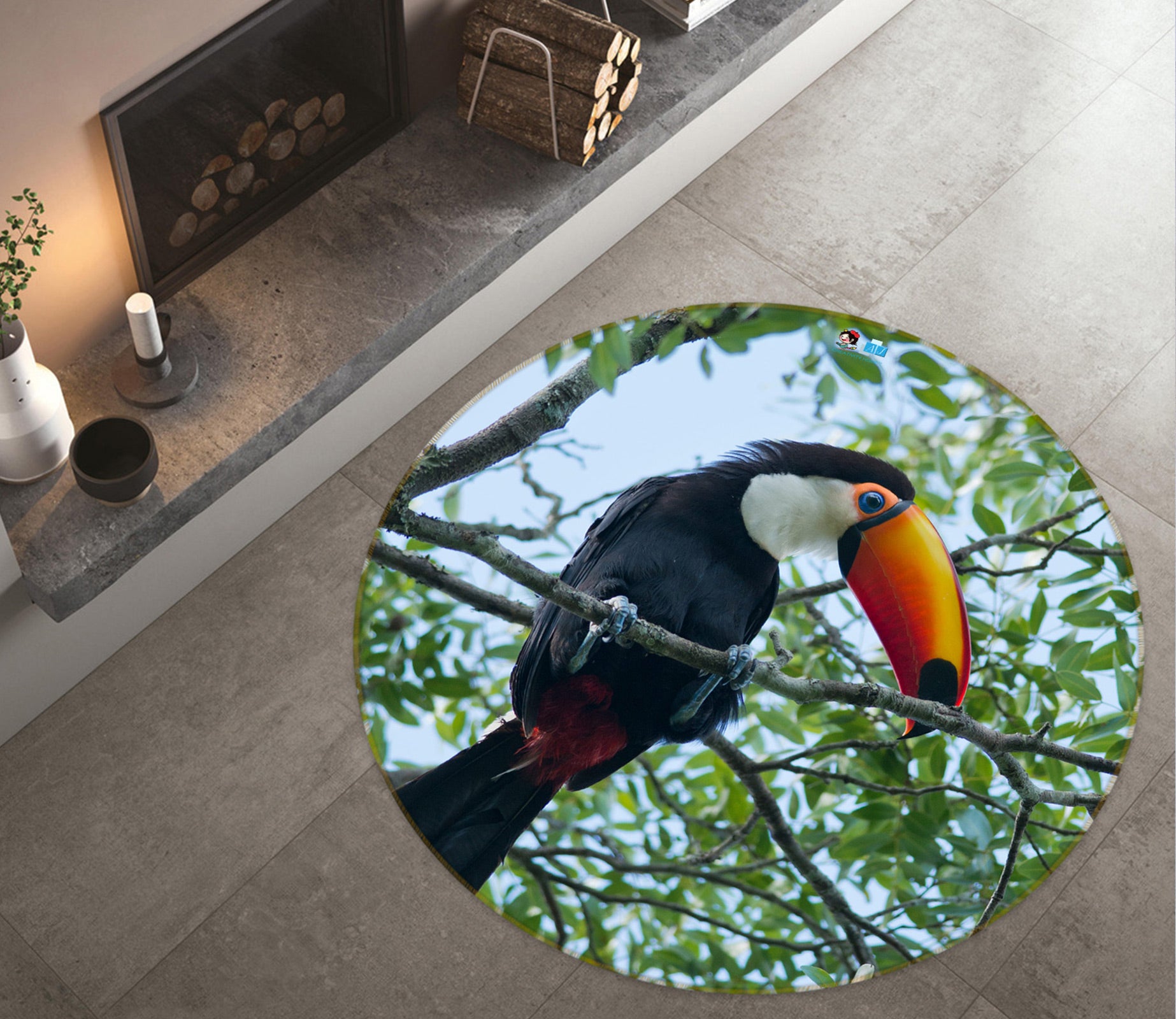 3D Stork 81180 Round Non Slip Rug Mat