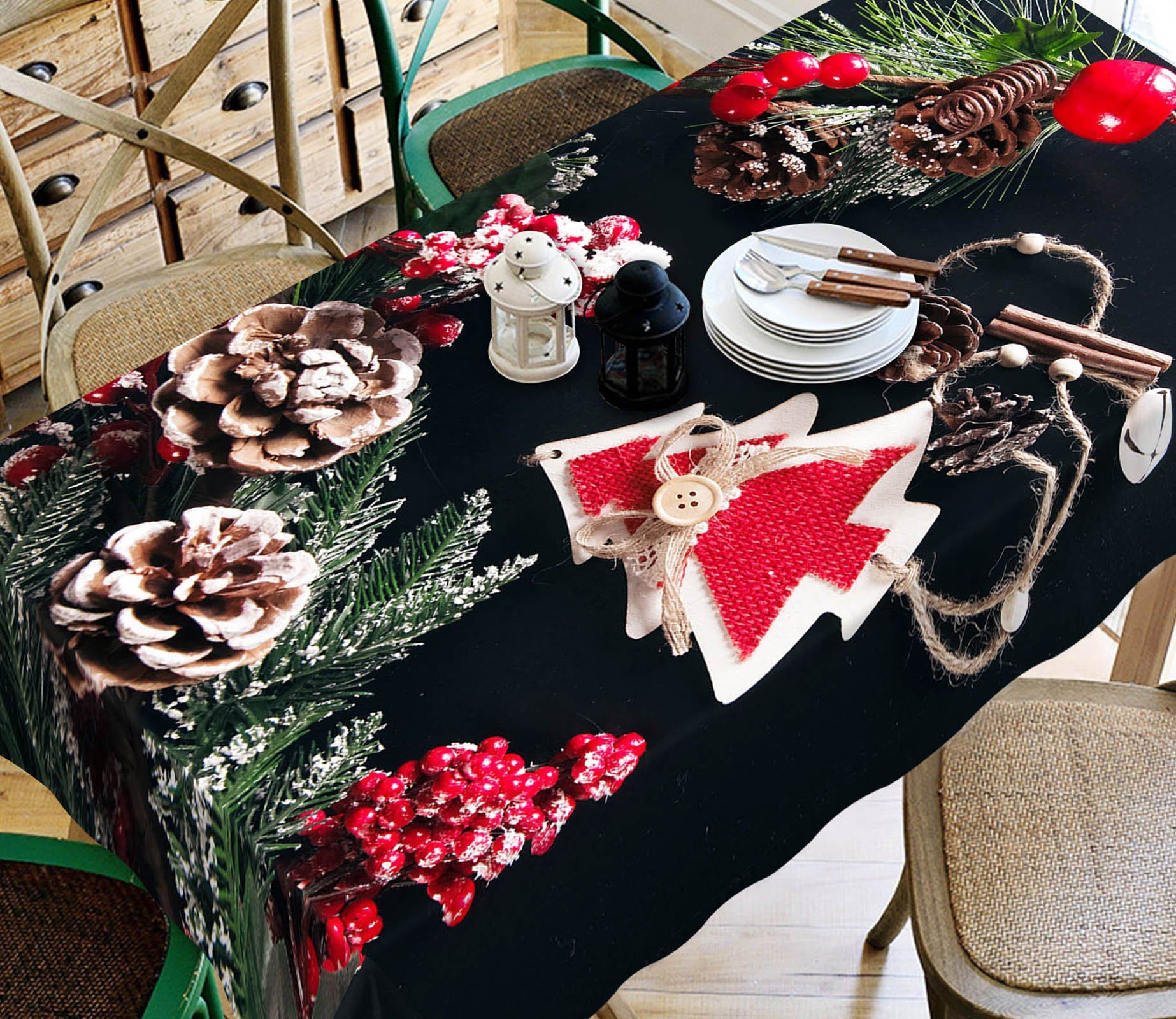 3D Red Fruit Christmas 18 Tablecloths Tablecloths AJ Creativity Home 