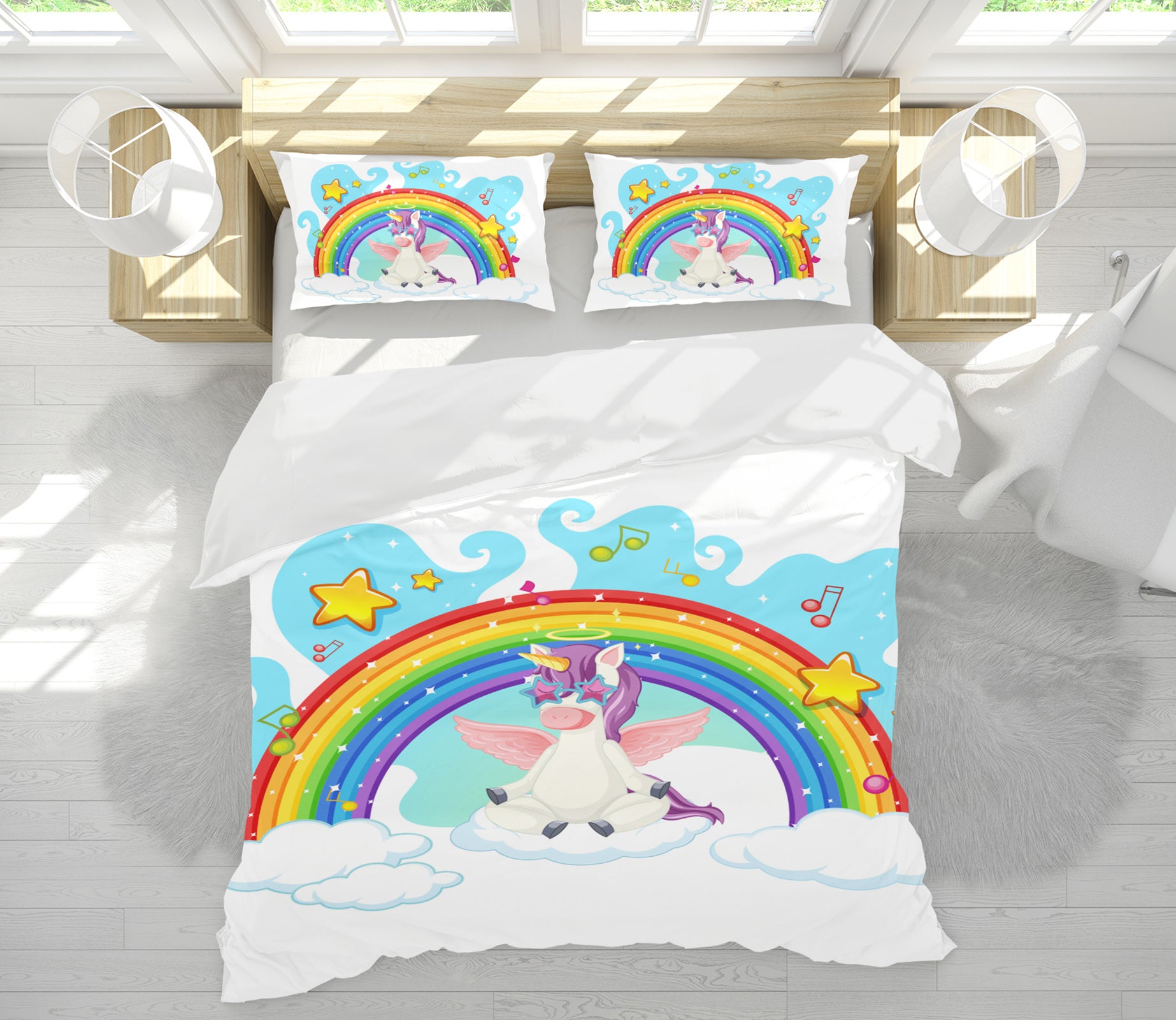 3D Rainbow Clouds 61037 Bed Pillowcases Quilt
