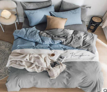 3D Blue White Gray 30076 Bed Pillowcases Quilt