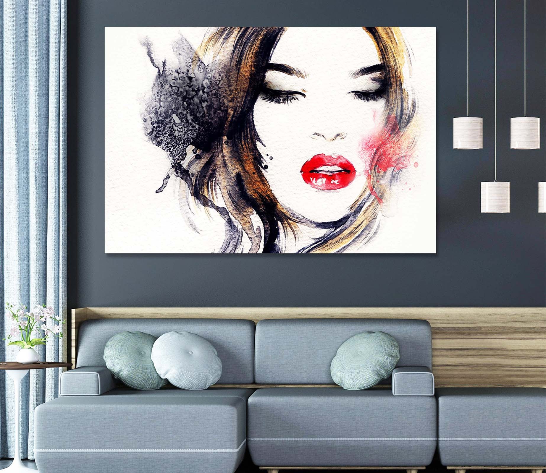 3D Red Lips Woman 1004 Wall Sticker