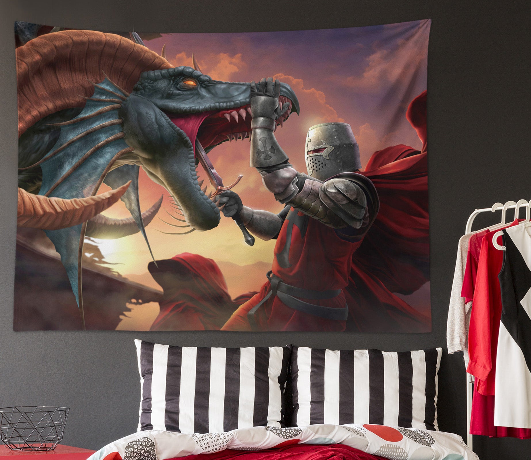 3D Battle Dragon 121205 Tom Wood Tapestry Hanging Cloth Hang