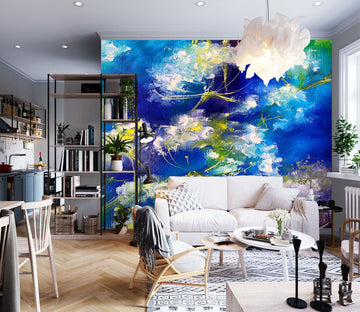 3D Blue Painted Flower 252 Skromova Marina Wall Mural Wall Murals