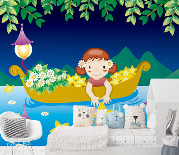 3D Boat Girl 1662 Wall Murals Wallpaper AJ Wallpaper 2 