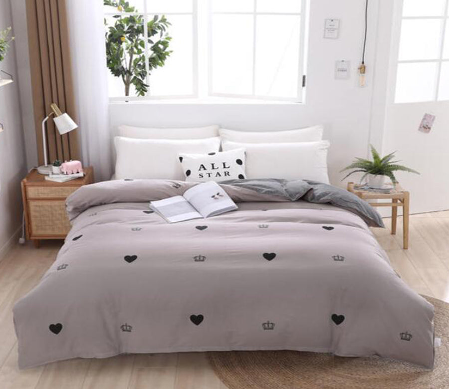 3D Grey Love 2068 Bed Pillowcases Quilt