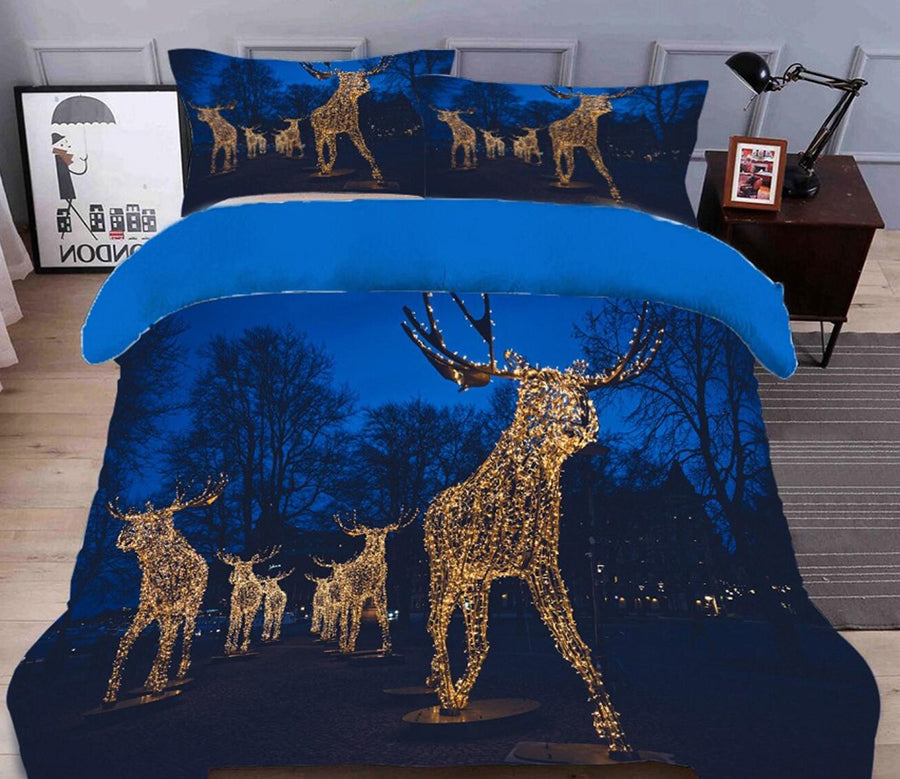 3D Deer 45196 Christmas Quilt Duvet Cover Xmas Bed Pillowcases
