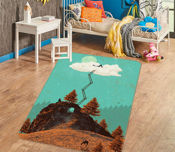 3D Clouds Mountains Trees 84092 Showdeer Rug Non Slip Rug Mat