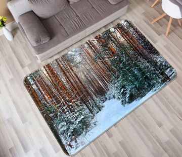 3D Snowfield Forest 35092 Non Slip Rug Mat