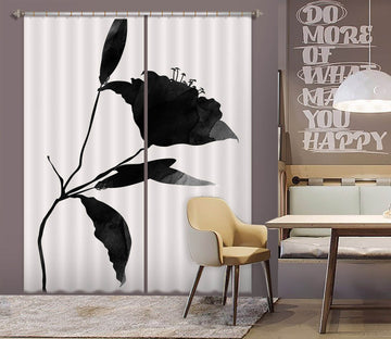 3D Black Flower 1090 Boris Draschoff Curtain Curtains Drapes Curtains AJ Creativity Home 