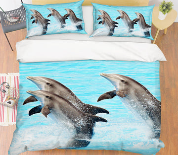 3D Dolphin Jump 19222 Bed Pillowcases Quilt