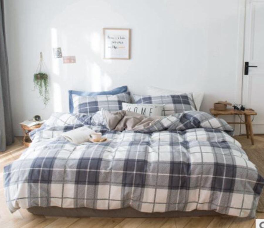 3D Black Grid 15160 Bed Pillowcases Quilt