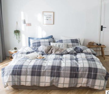 3D Black Grid 15160 Bed Pillowcases Quilt