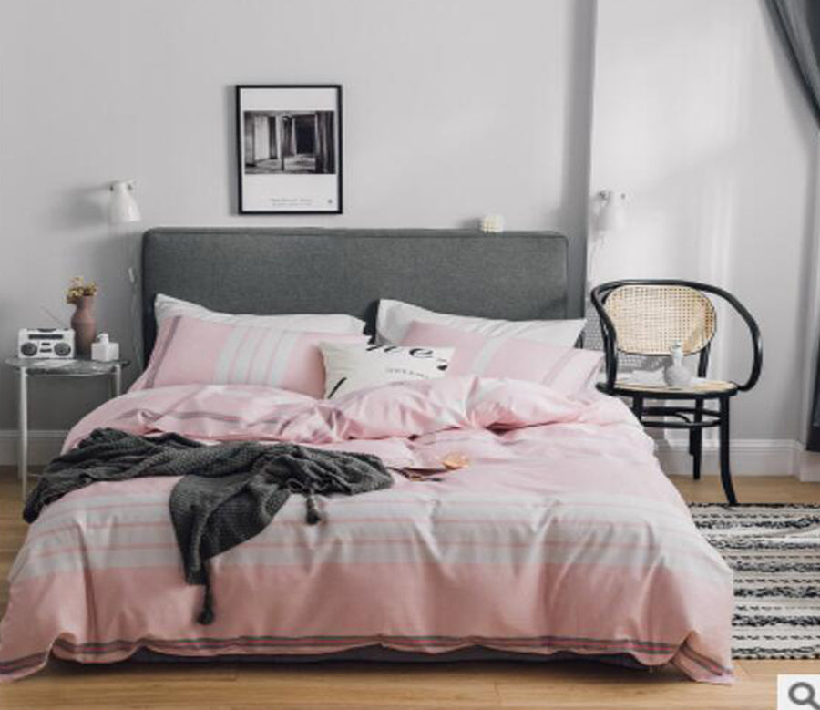 3D Pink Stripe 40133 Bed Pillowcases Quilt