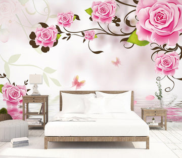 3D Pink Rose 1700 Wall Murals Wallpaper AJ Wallpaper 2 