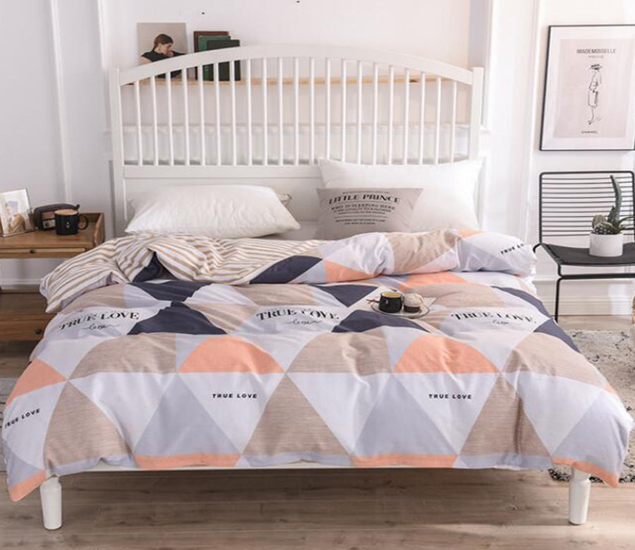 3D Brown White Pink Triangle Stitching 4143 Bed Pillowcases Quilt