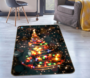 3D Colored Lights Tree 55149 Christmas Non Slip Rug Mat Xmas