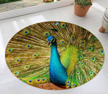 3D Peacock 81182 Round Non Slip Rug Mat