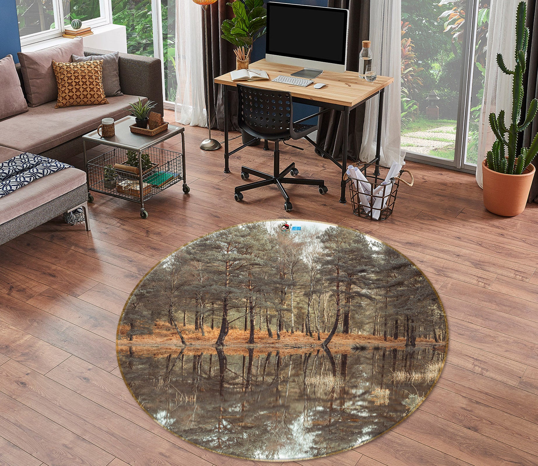 3D Clean River Water 7385 Assaf Frank Rug Round Non Slip Rug Mat