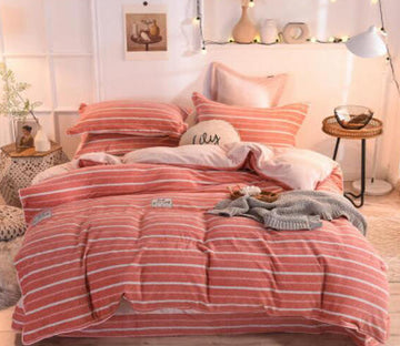 3D Red Stripes 20080 Bed Pillowcases Quilt