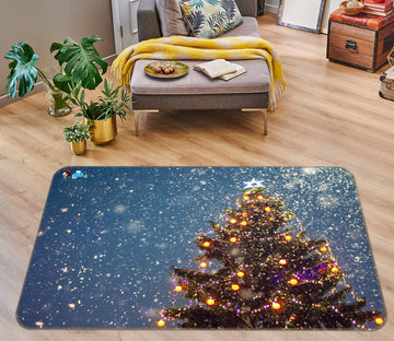3D Snow Tree 55098 Christmas Non Slip Rug Mat Xmas