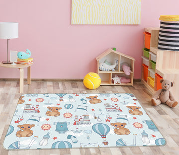 3D Hot Air Balloon Bear 34066 Non Slip Rug Mat