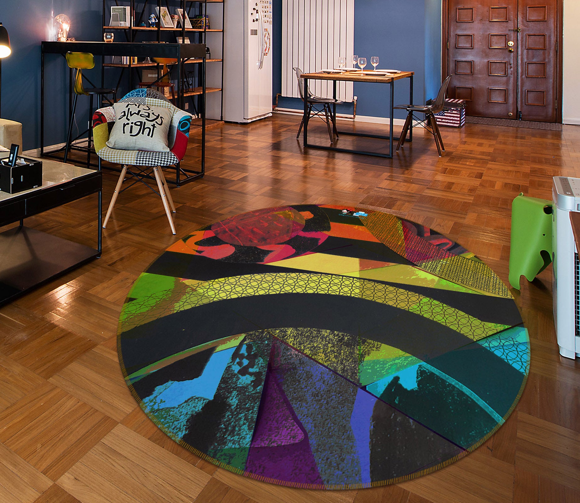 3D Color Pattern 191112 Shandra Smith Rug Round Non Slip Rug Mat