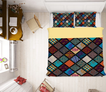 3D Diamond Pattern 14083 Bed Pillowcases Quilt