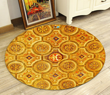 3D Yellow Ceiling 72070 Round Non Slip Rug Mat