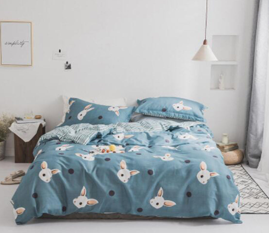 3D Rabbit Black Wave Point 20343 Bed Pillowcases Quilt