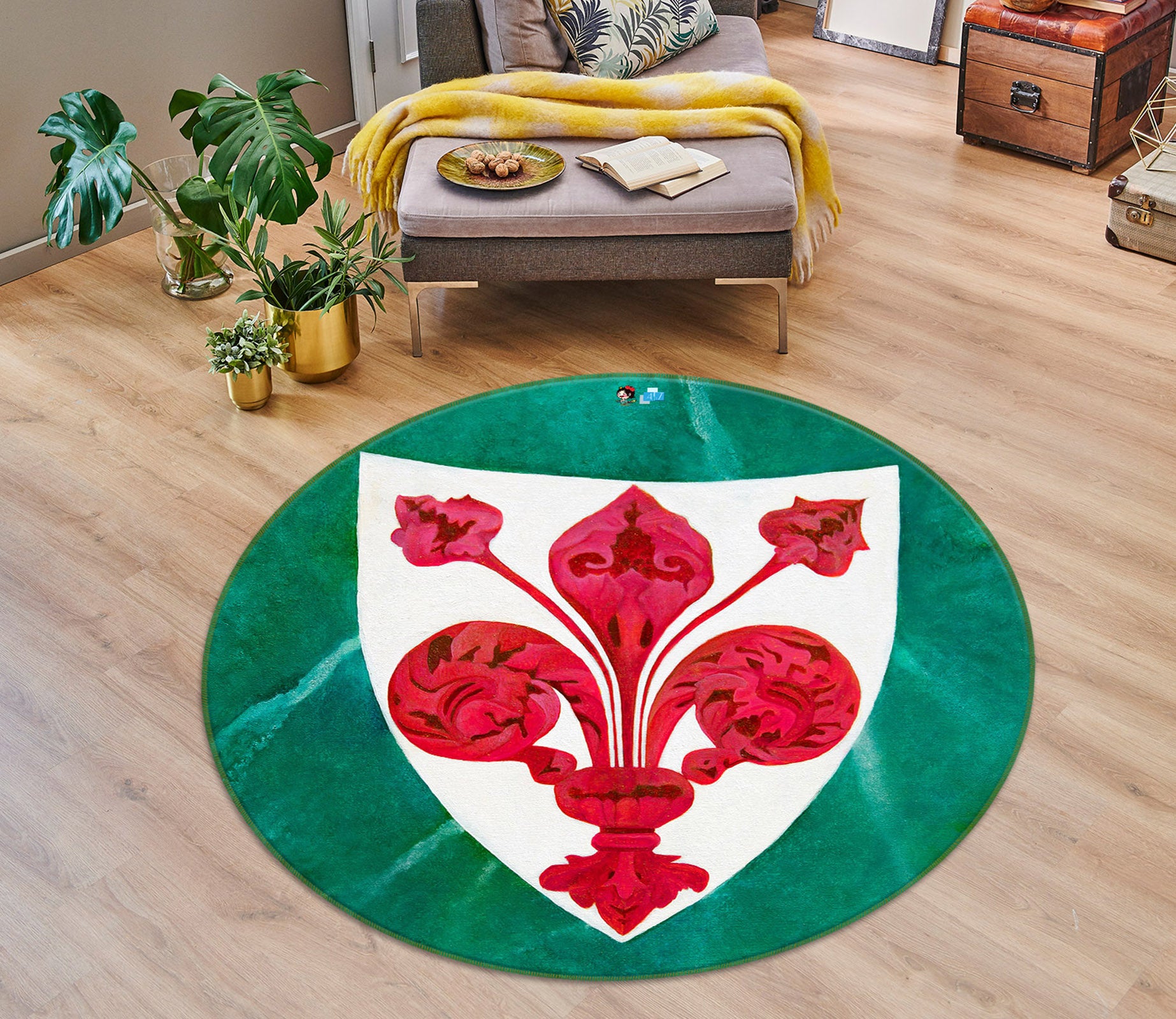 3D Badge Pattern 11082 Matthew Holden Bates Rug Round Non Slip Rug Mat